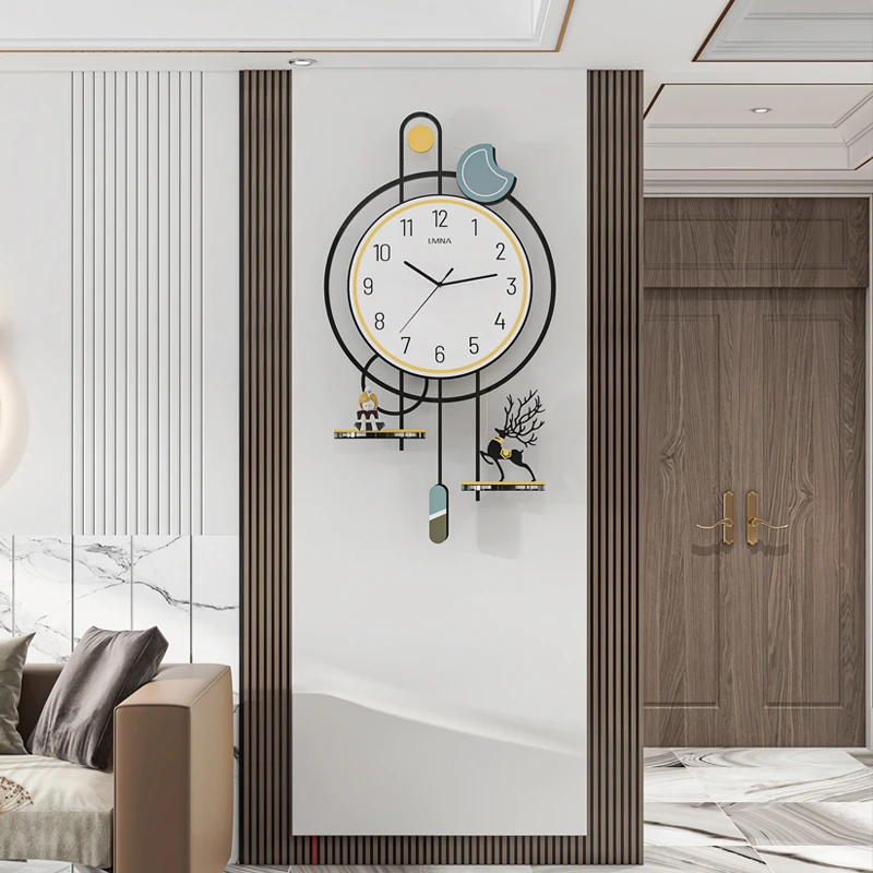 【品牌厂家】创意网红钟表挂钟客厅家用时尚大气墙上时钟带万年历钟