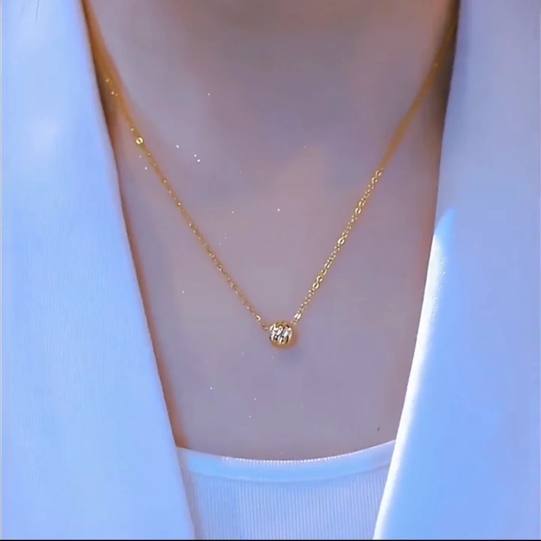 合成锆石钛钢珠子项链锁骨链饰品女款小众百搭轻奢ins高级感首饰