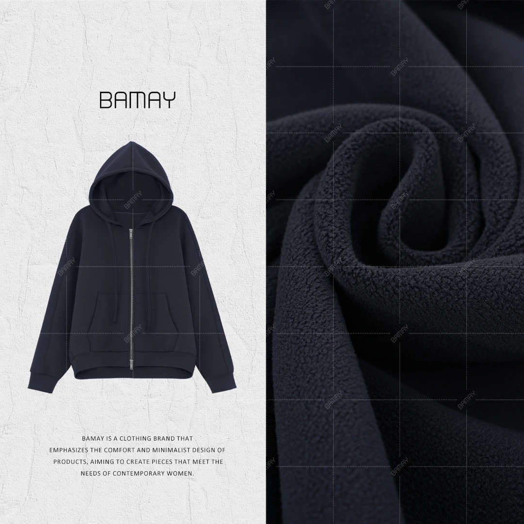 【BAMAY】秋冬加绒款长袖休闲简约气质运动连帽加绒卫衣XH243WY8A