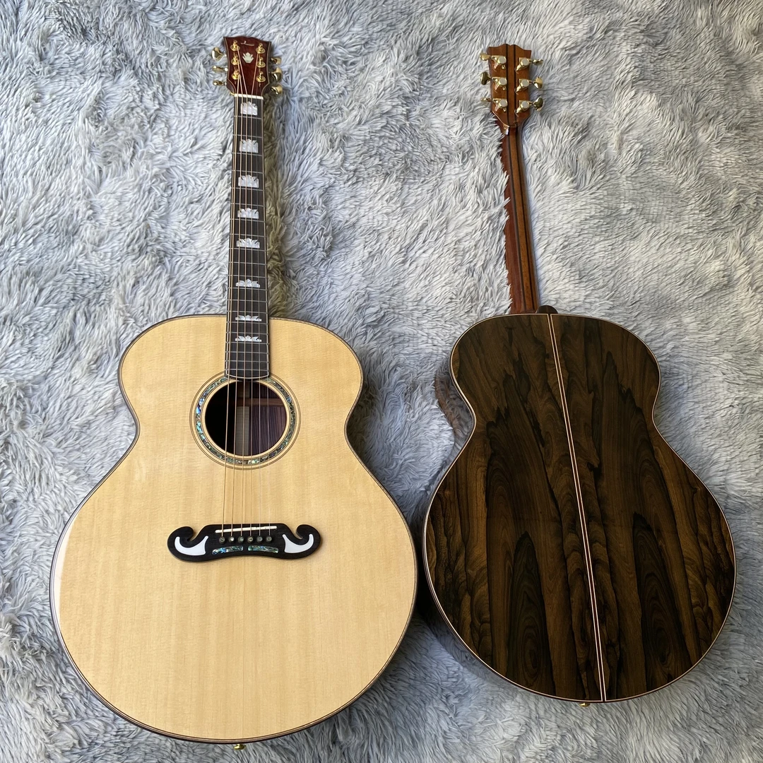 丽星大师级42寸大珍宝手工全单吉他，十二雄蕊破布木西特卡云杉面
