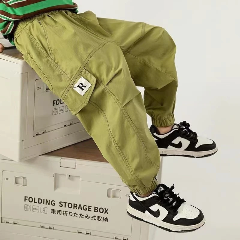 儿童装男童夏装裤子2024新款夏季大童休闲运动裤薄款工装裤防蚊裤