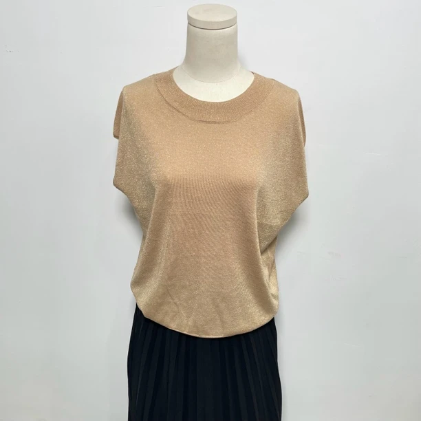 新款宽松洋气薄款纯色圆领亮丝短袖T恤针织衫女上衣