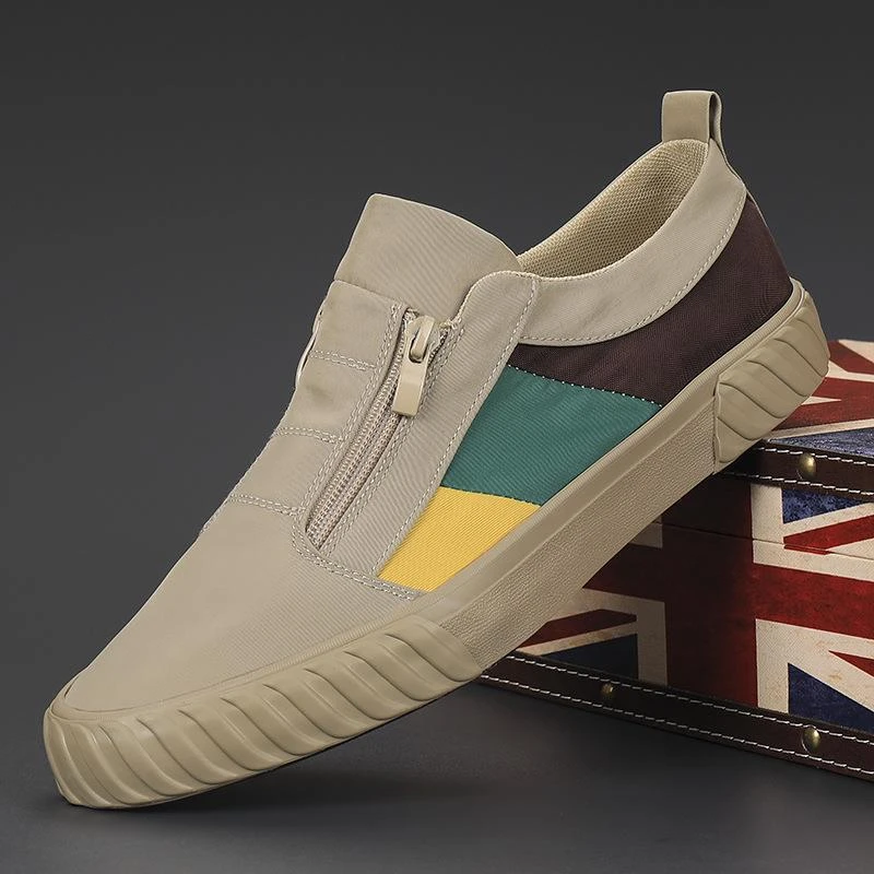 闪步男鞋帆布鞋低帮一脚蹬懒人鞋休闲鞋韩版百搭透气布鞋潮流板鞋