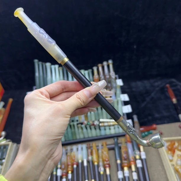 纯手工传统老式旱烟袋 总长约28公分左右 长短可订