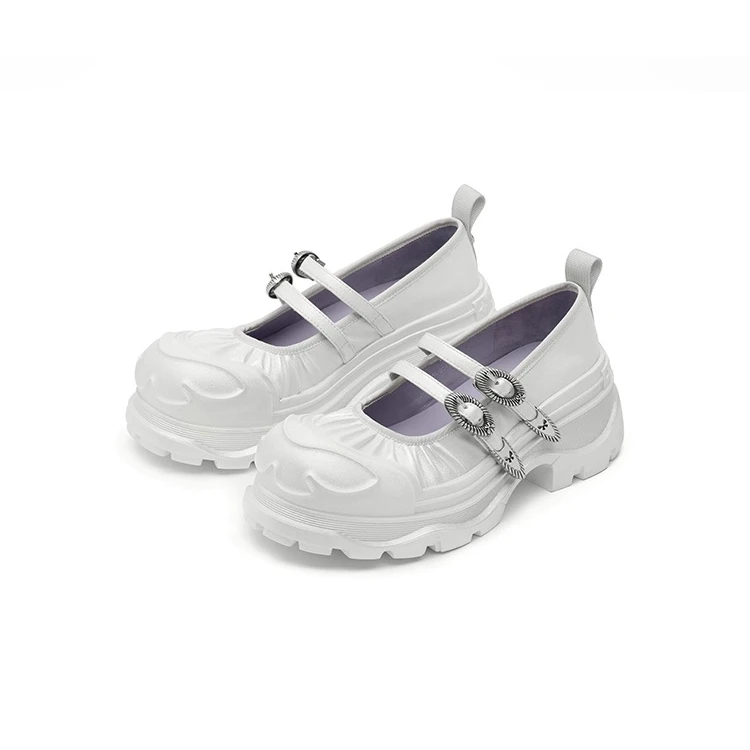 SugarSu/酥履24吴谨言同款百搭时尚蝴蝶双搭扣玛丽珍鞋