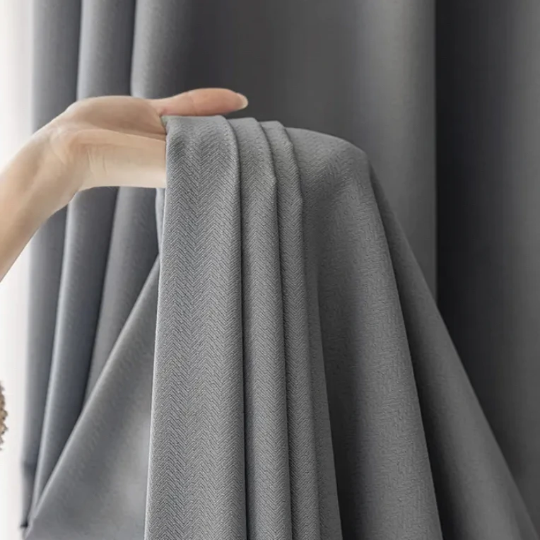 新款菠萝棉灰色高遮光成品窗帘