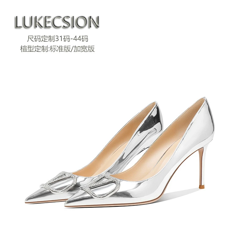 LUKECSION/路客森轻奢性感百搭时尚气质尖头宴会浅口高跟鞋宽版