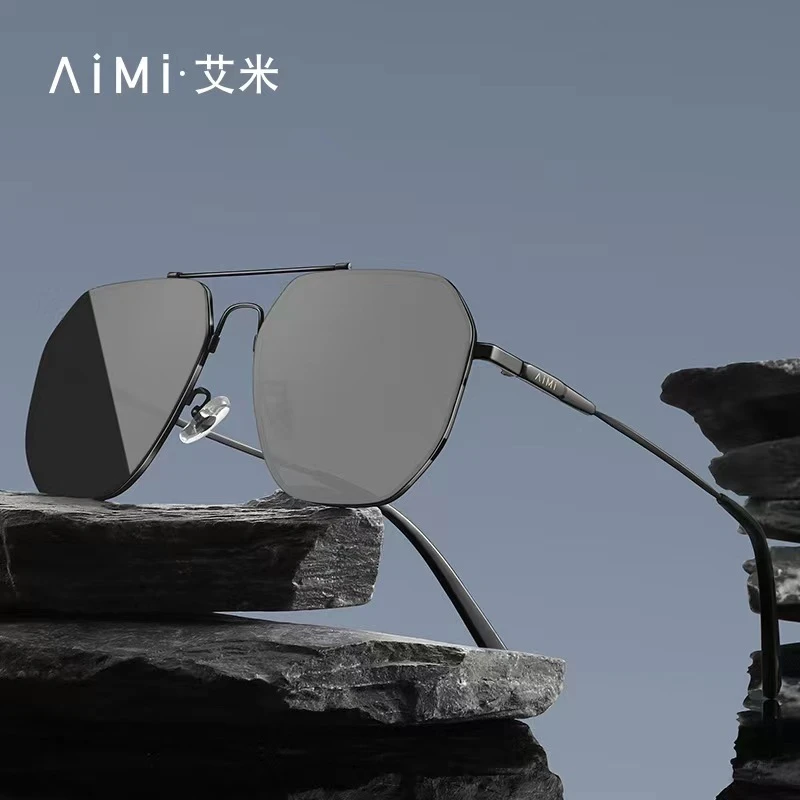 AiMi/艾米男士开车钓鱼飞行员墨镜偏光时尚潮流防紫外线高档双梁