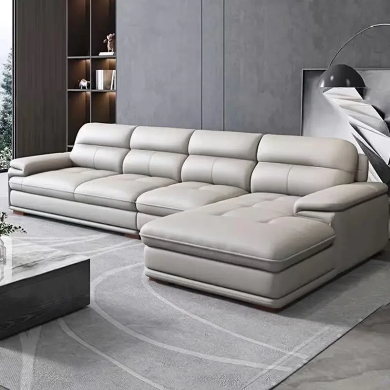 北欧真皮沙发头层牛皮现代简约大户型客厅贵妃沙发组合款