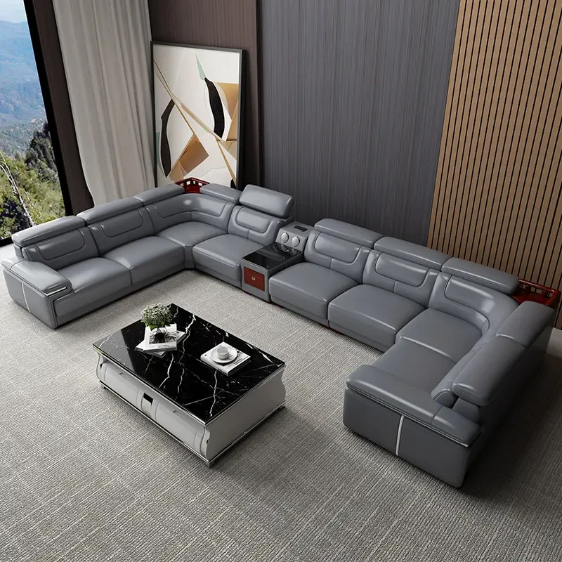 爱森堡真皮沙发头层牛皮简约大户型家庭别墅影音室客厅U型L转角