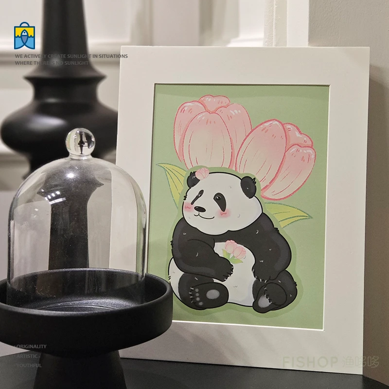 可爱治愈卡纸相框原创花花卡通动漫装裱手绘纸画框裱装饰画免打孔