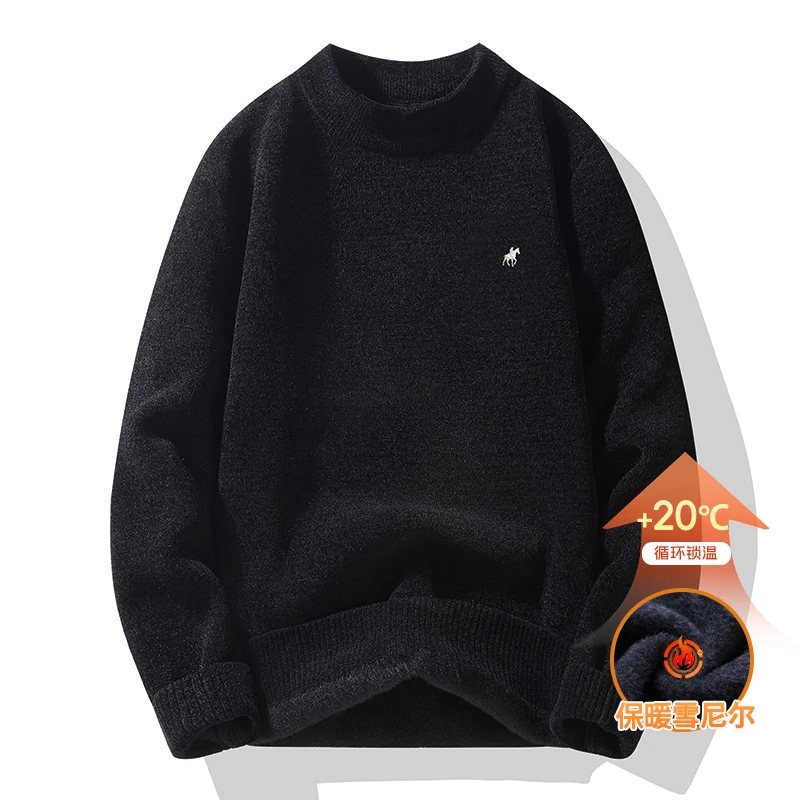 保罗共舞秋冬新款男女同款潮流百搭休闲加厚保暖雪貂绒毛衣-6801