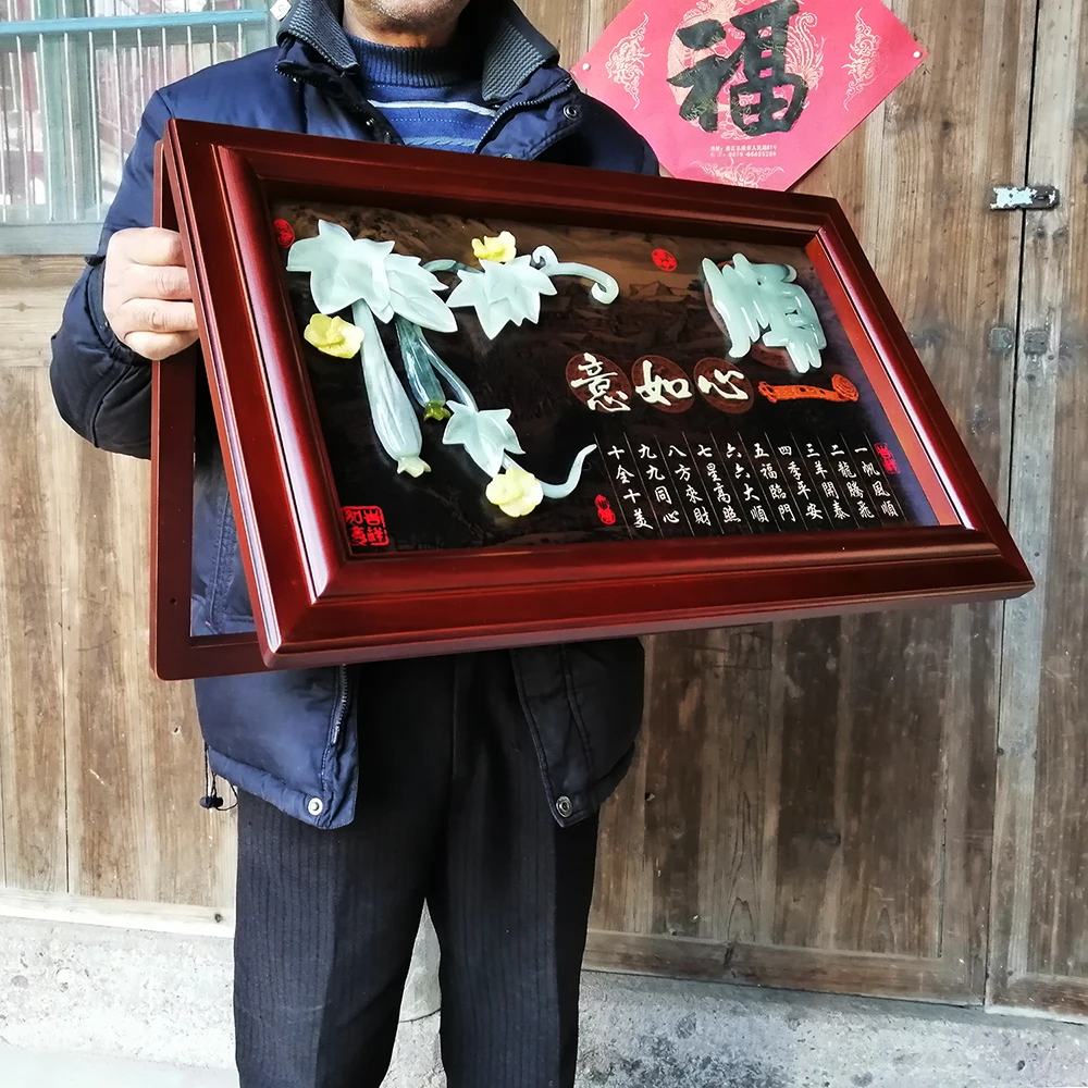 新中式客厅餐厅电表箱装饰画遮挡配电箱液压实木免打孔中国风挂画