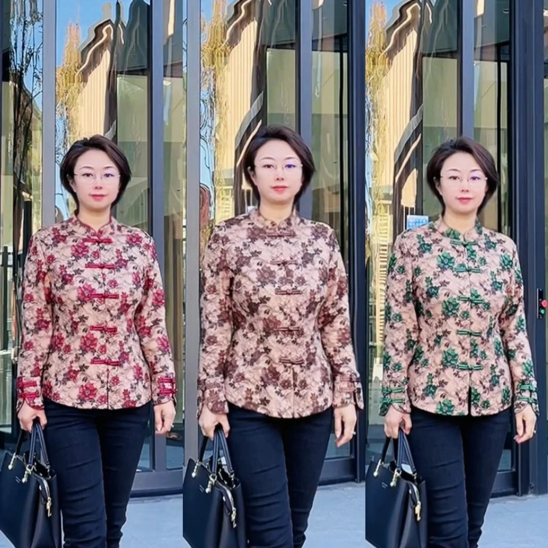 88-62款【依派推荐】妈妈装新中式加绒时尚开衫