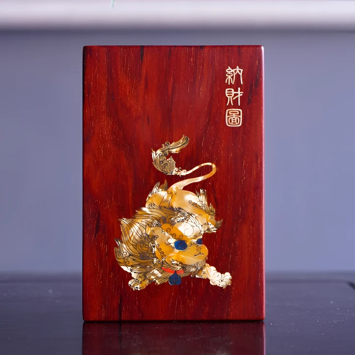 013 小叶ZT 镶嵌貔貅螺钿华子盒名片盒10/6.5/3.5cm