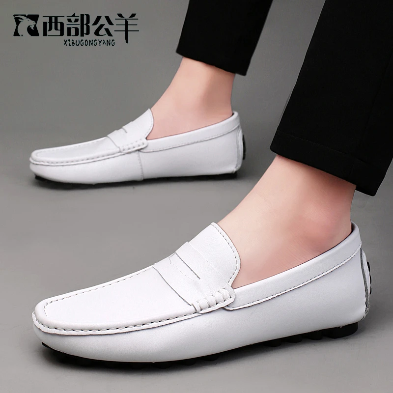 36-47西部公羊秋季内增高豆豆鞋头层牛皮软底韩版商务驾车鞋2237