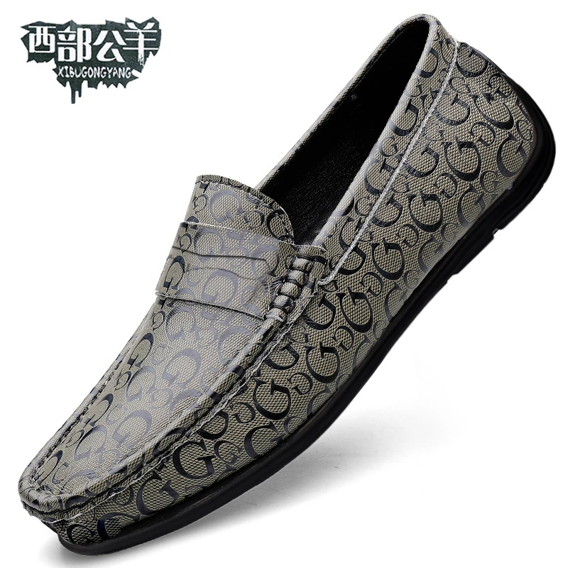 37-48西部公羊一脚蹬休闲皮鞋潮流百搭软底软面牛皮驾车鞋24680