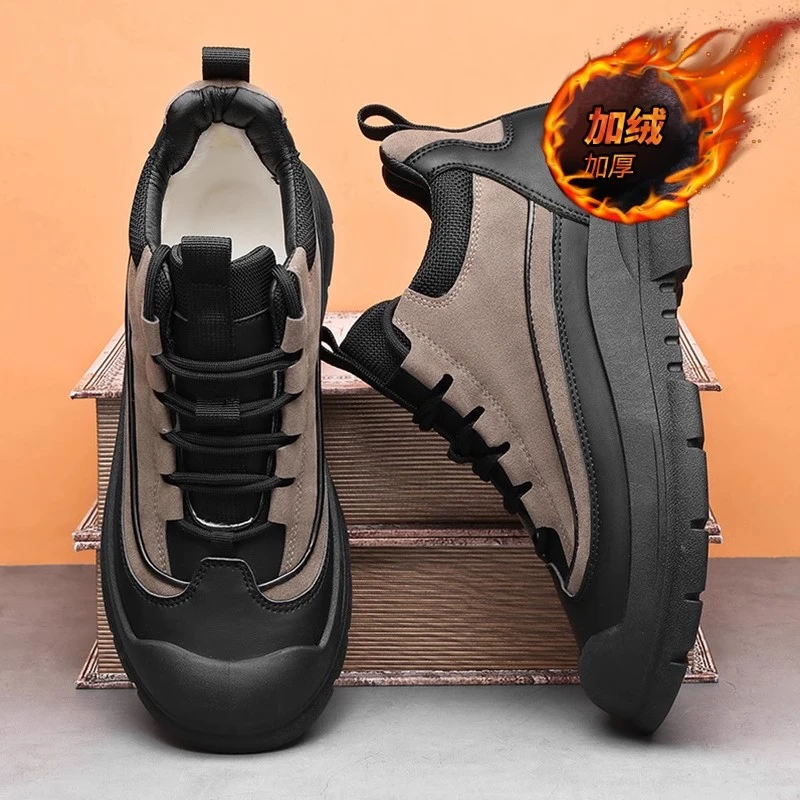 劳保男鞋冬季新款厚底耐磨防滑防水干活工作鞋男加绒加厚保暖棉鞋