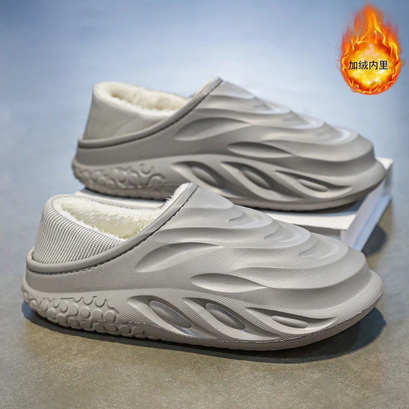 棉鞋男2024新款冬季加绒加厚保暖防水休闲运动软底男士两穿棉拖鞋