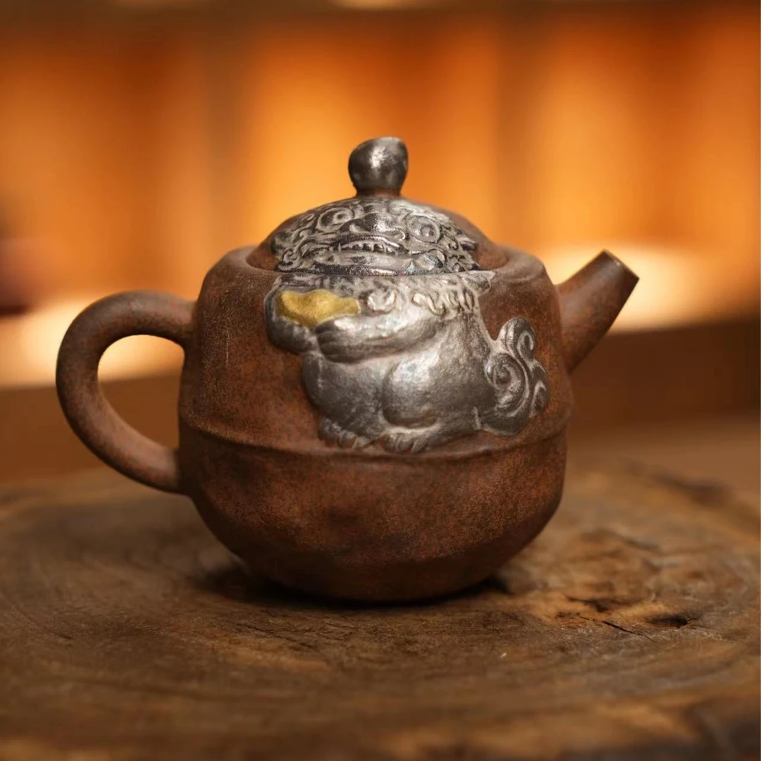 灰念-老岩泥元宝壶100手作粗陶室用茶道茶具茶壶泡茶壶元宝壶