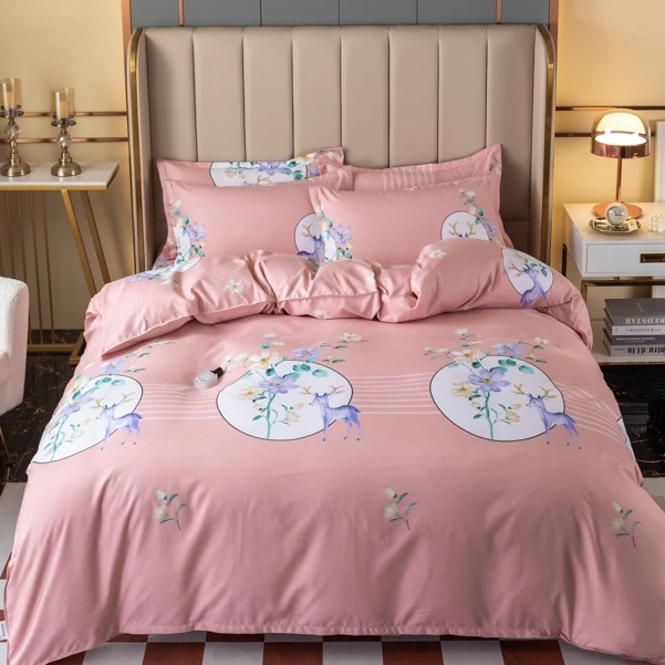 高支高密精梳斜纹面料双人被套【花下麋鹿】200*230（±5）