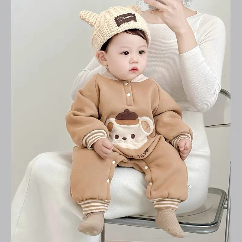 新生婴儿衣服冬季宝宝连体衣秋冬超梦可爱爬服婴幼儿加绒哈衣