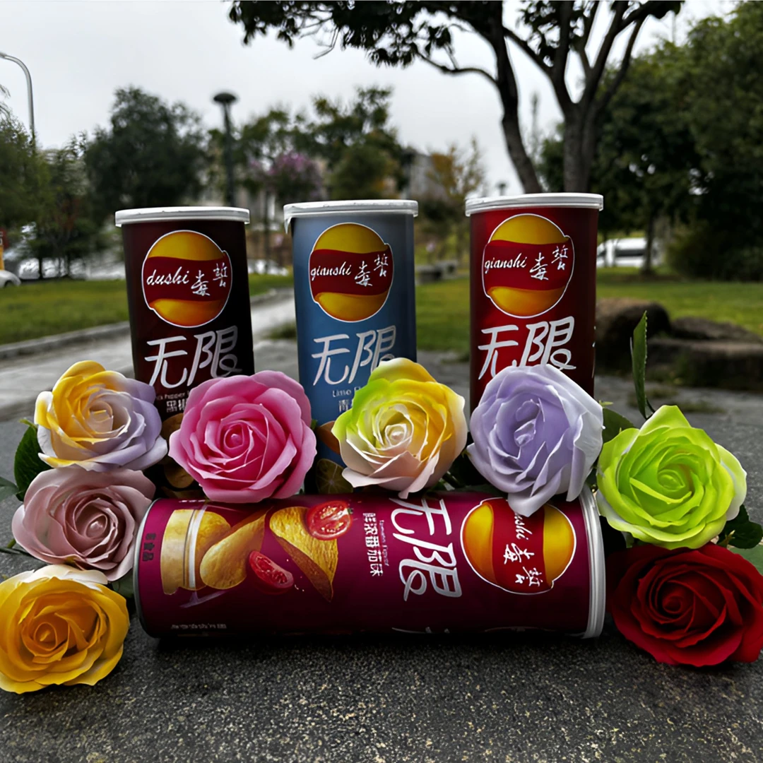 薯片桶玫瑰花七夕情人节送男女朋友父母生日礼物惊喜浪漫高颜值潮