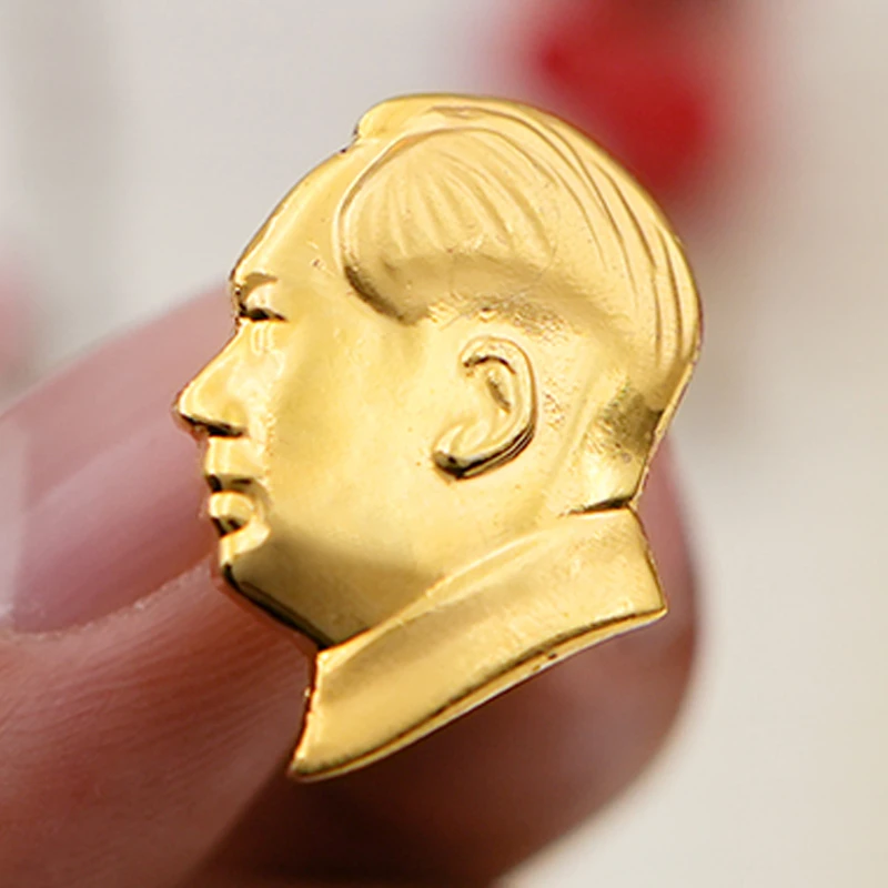 锌合金胸针 伟大领袖胸针毛主席头像立体像章毛爷爷金色徽章饰品
