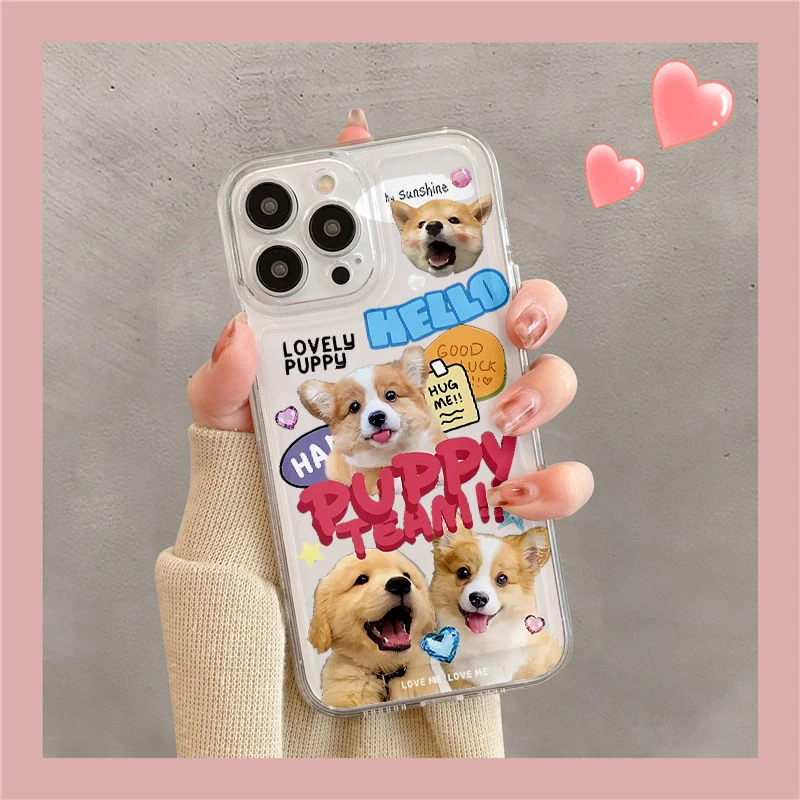 LOVELY小狗苹果15promax手机壳iPhone14plus全包13Pro透明11硅胶x