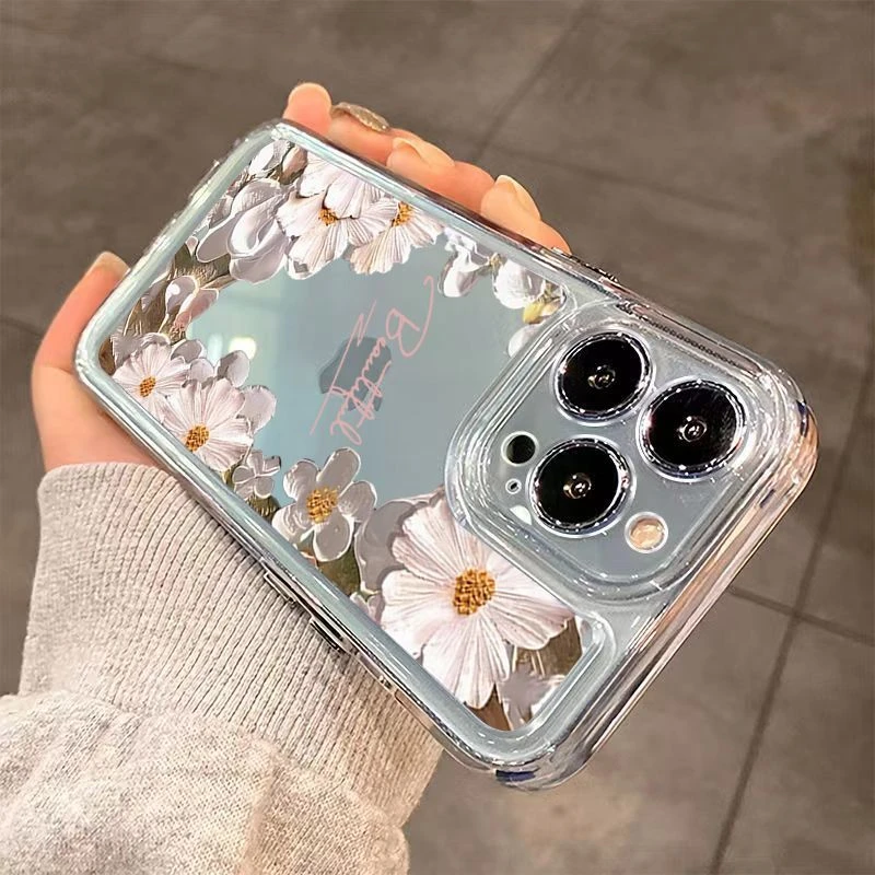 油画花朵苹果15手机壳iPhone14pro高颜值12全包13透明XR软x高级11