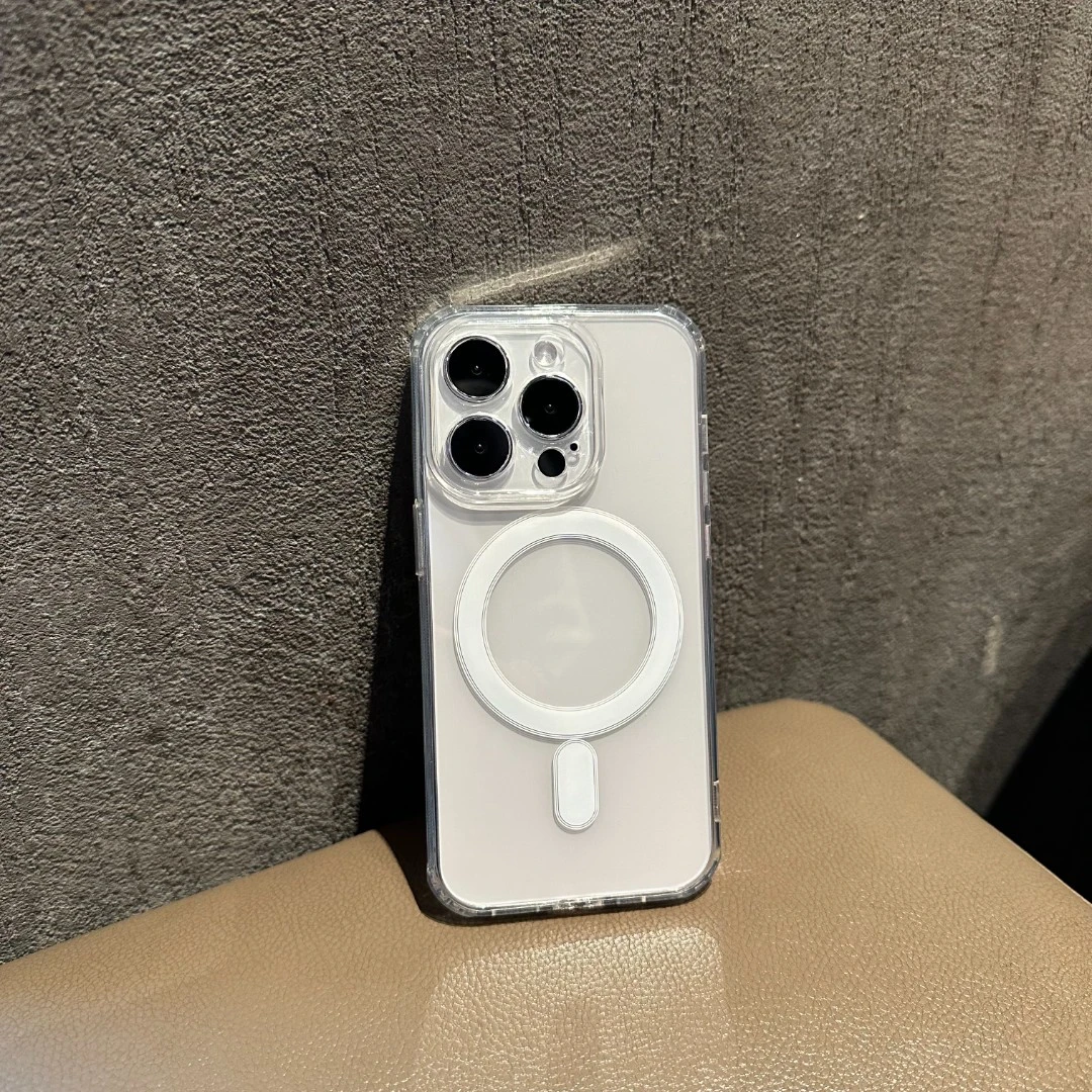 无线充电网红苹果15Pro磁吸MagSafe手机壳iPhone14plus透明12防摔