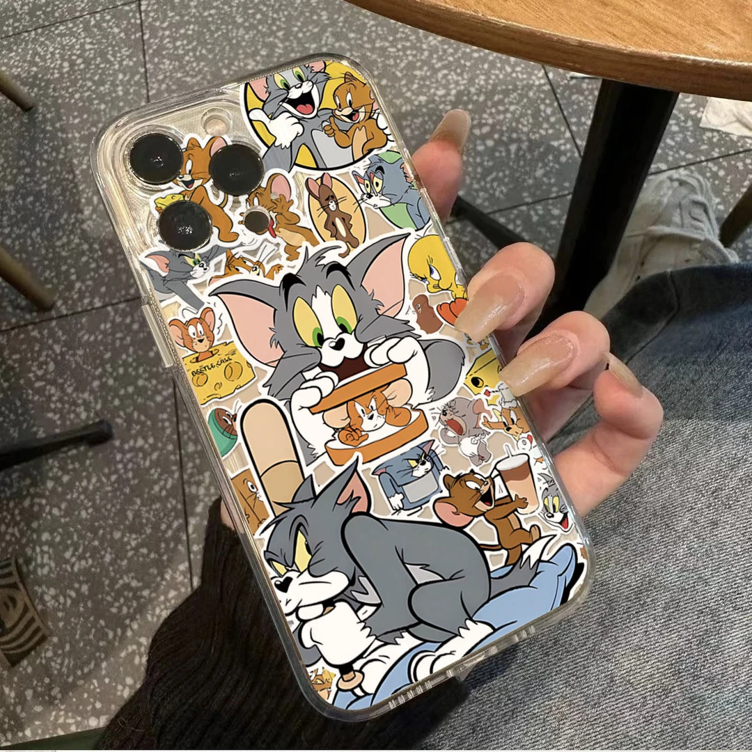 卡通汤姆杰瑞iPhone14/15promax手机壳XR苹果13透明12/11软套xs女