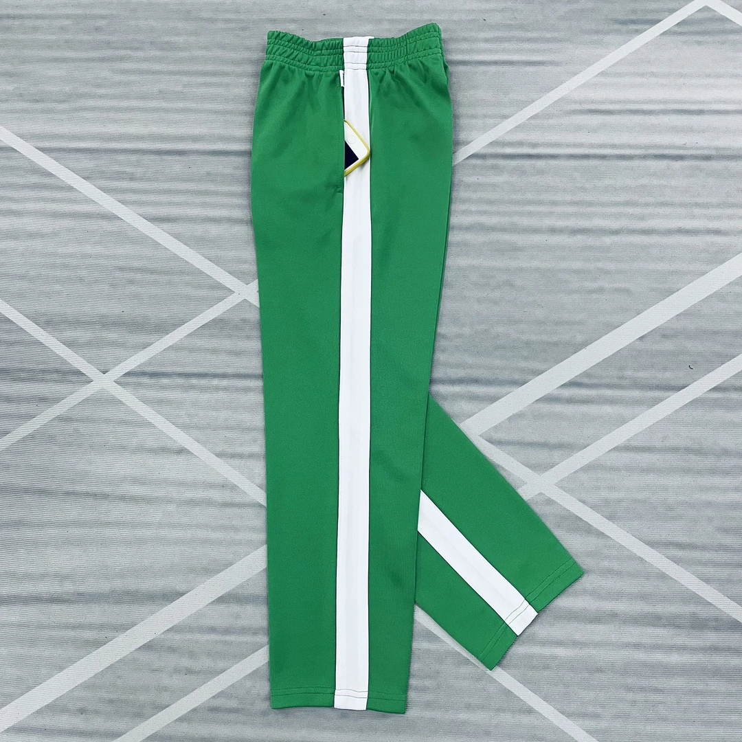 白宽条绿色春秋小学生运动直筒裤初高中生高腰宽松通用校服裤