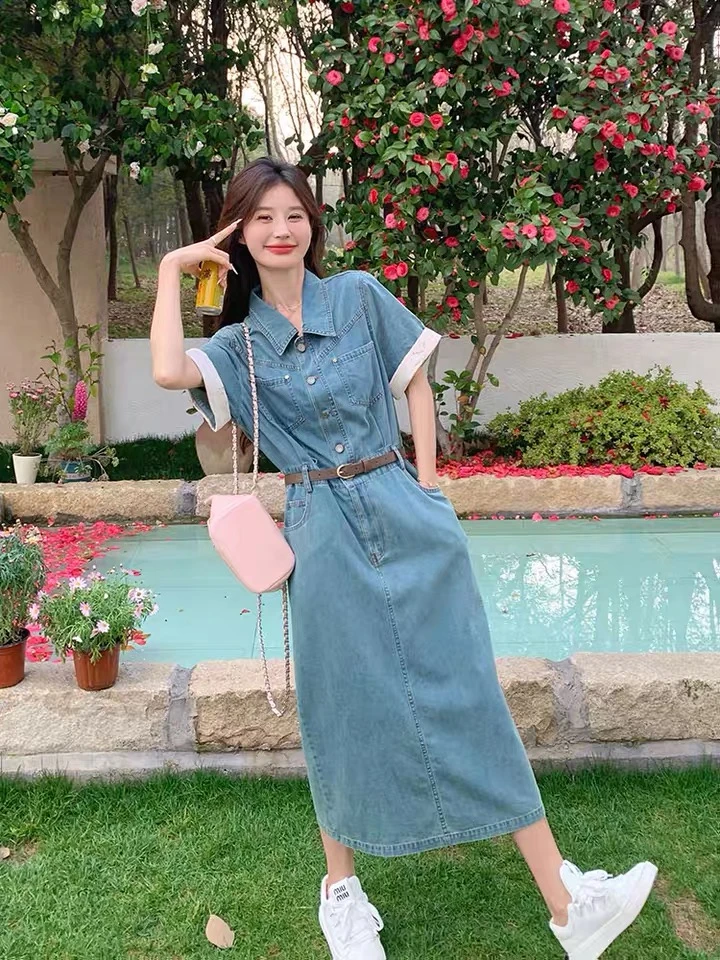 2024大方得体工装牛仔连衣裙