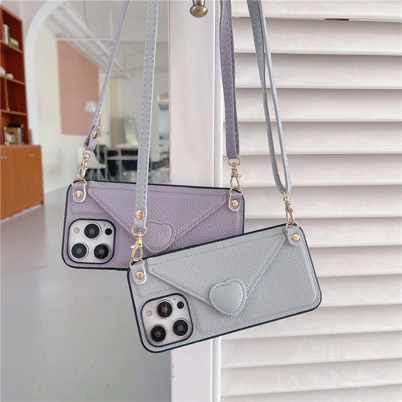 苹果13/11/14手机壳新款iPhone15promax斜挎插卡12女简约全包防摔