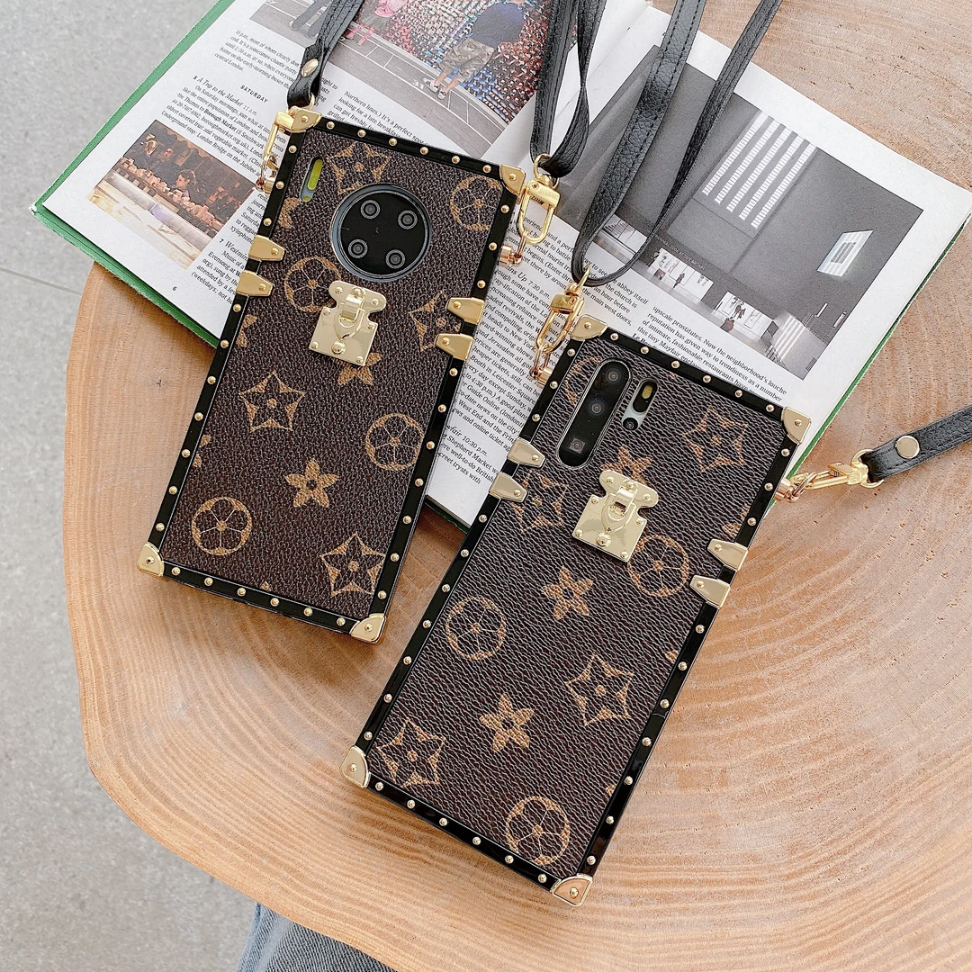 高端奢华潮牌老花适用苹果/华为mate40pro手机壳清nova7斜跨