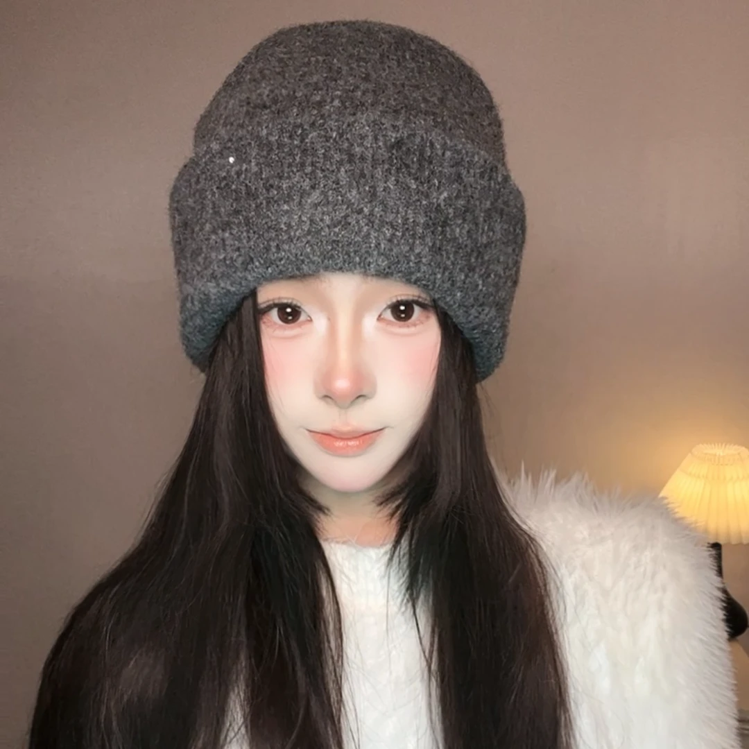 新款加厚百搭洋气秋冬季保暖氛围感针织潮流包头帽子女帽时尚冷帽