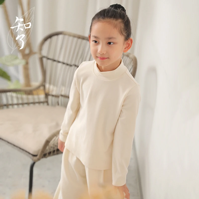 知了55221秋冬半高领长袖T恤女童300克优可丝木纤维打底衫儿童