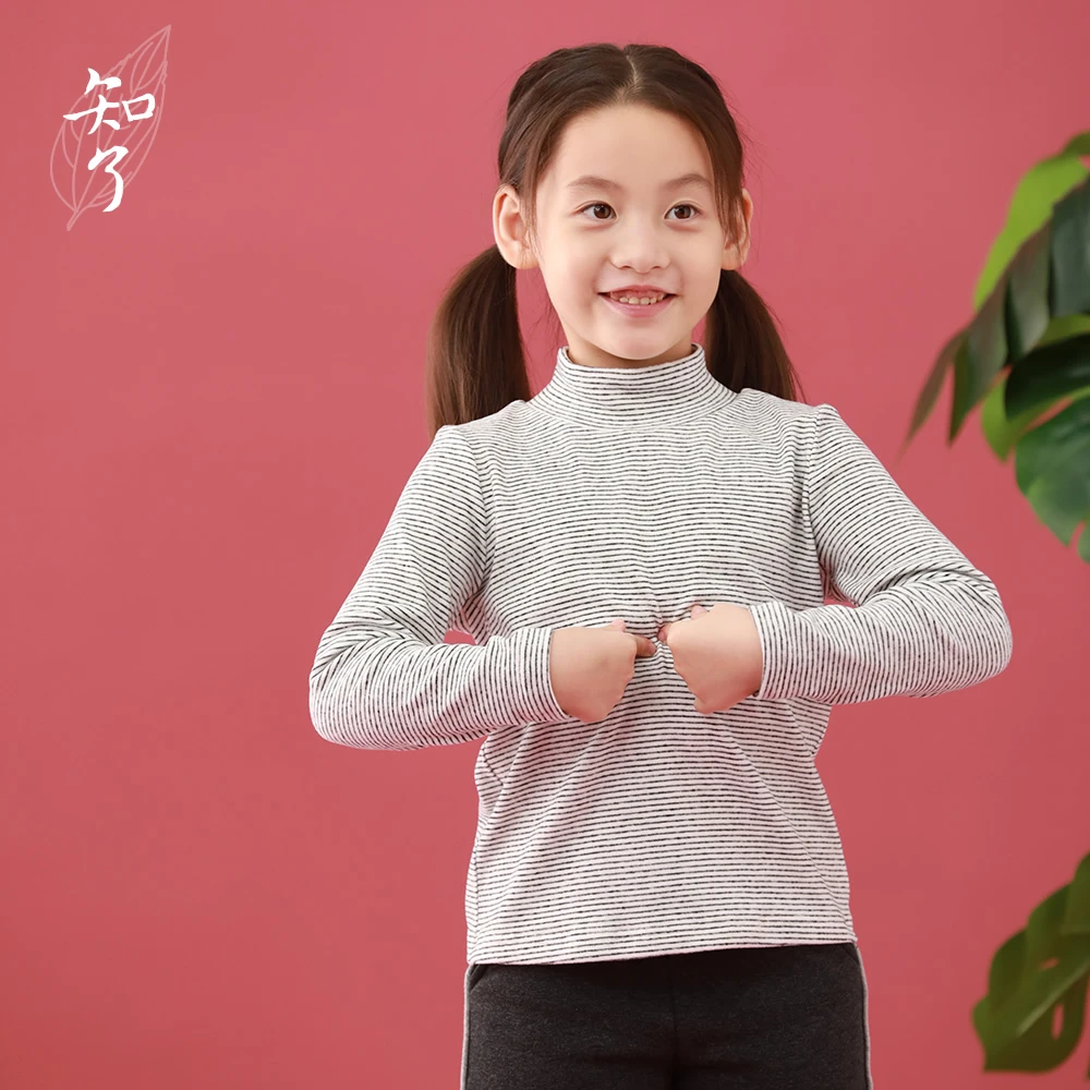 知了童装6963 女童打底衫秋冬棉针织半高领长袖儿童T恤上衣