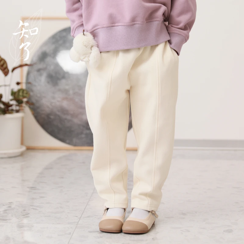 知了童装53115 春季女童休闲裤宽松松紧腰哈伦裤儿童棉针织裤