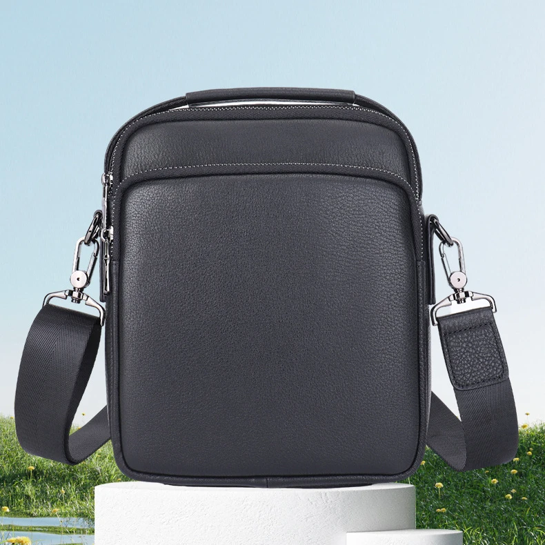 真皮斜挎包时尚单肩包男士软皮包包潮头层牛皮竖款商务休闲小背包