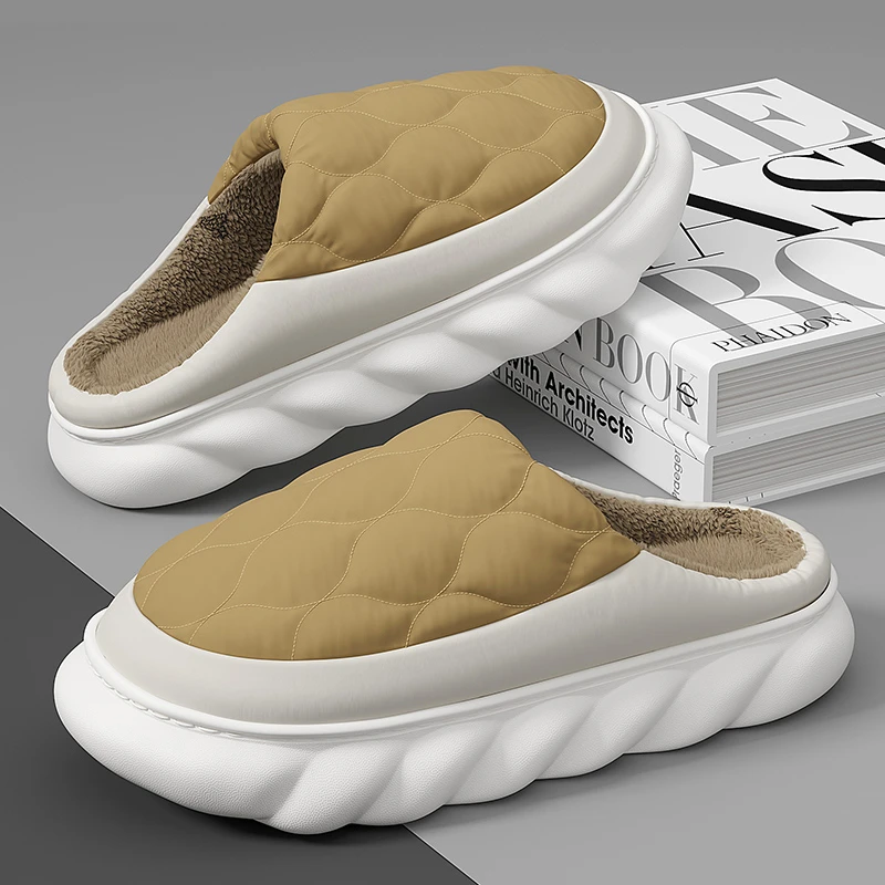 防水冬季棉拖鞋男士2024新款室内家居厚底家用防滑毛毛保暖棉拖鞋