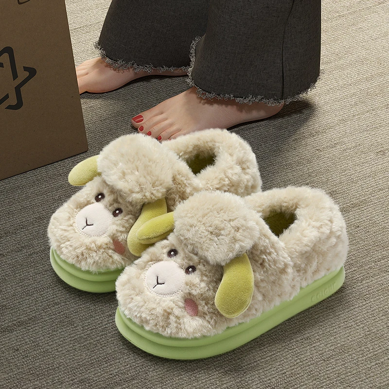 女生棉拖鞋秋冬季2024新款可爱室内家居防滑加绒毛毛保暖月子棉鞋