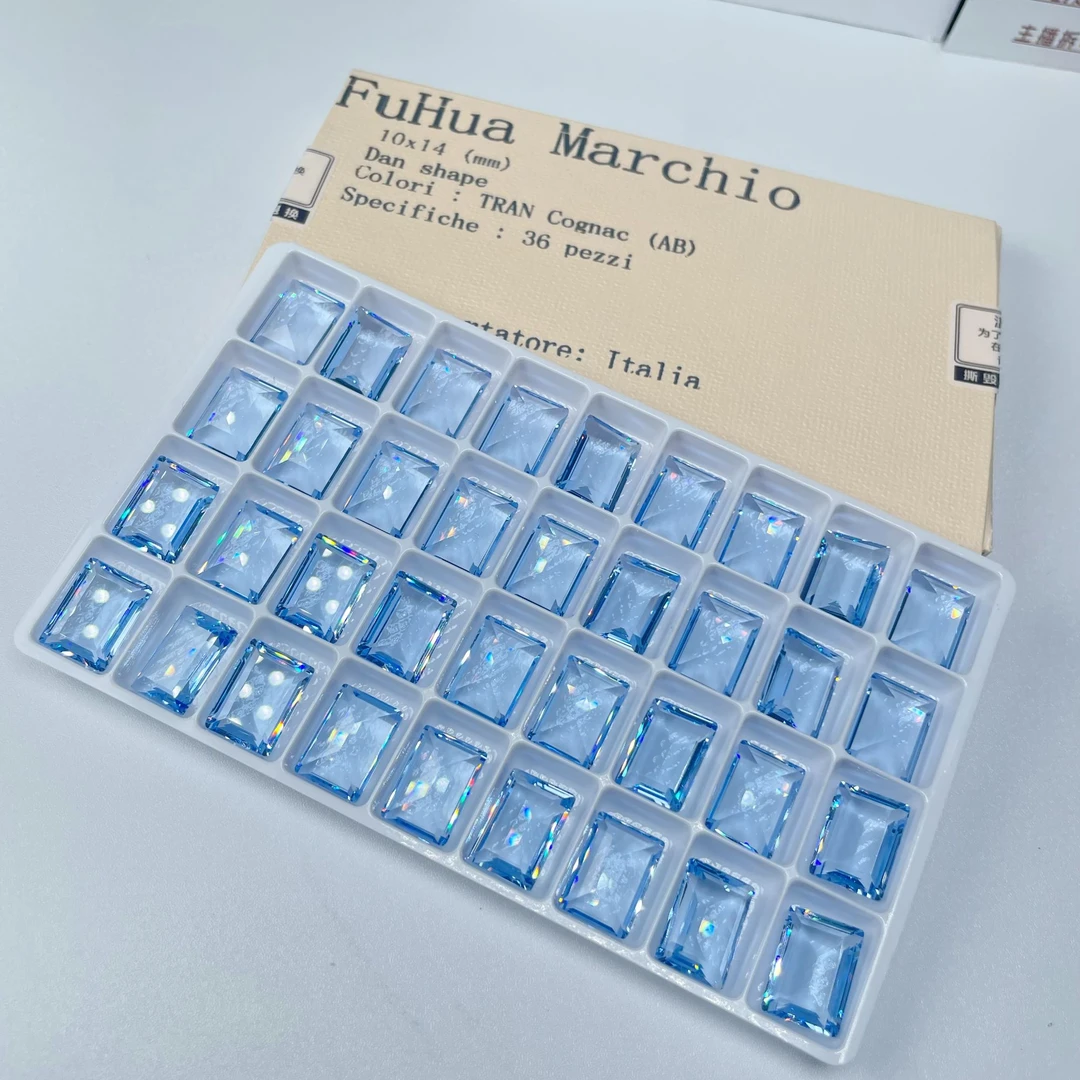 华厂华料K9糖果透色10×14大方糖彩色美甲钻镜面