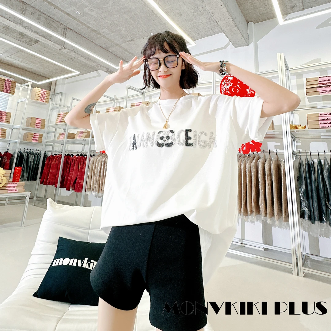 MoNvKiKiPlus5【桃花诺】纯棉重工刺绣短袖T恤显瘦百搭休闲减龄#130