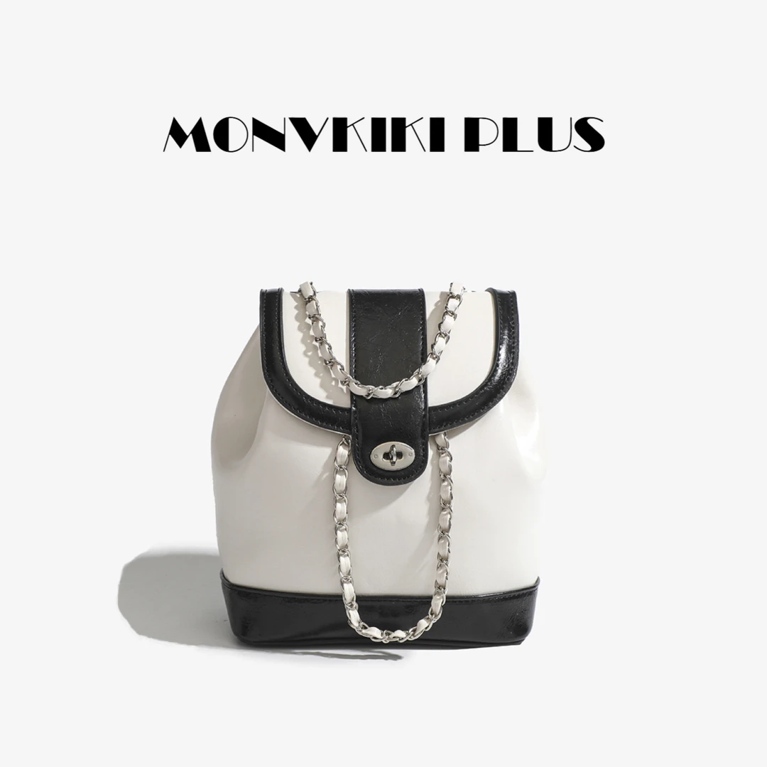 MONVKIKIPLUS5【拼色双肩包】小香风女夏季新款包包可盐可甜休闲