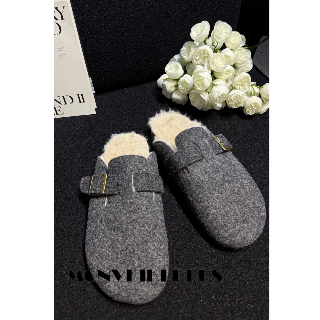 MONVKIKI PLUS 5【博肯拖鞋】毛毛鞋包头半拖外穿“跟高2-3cm”1025