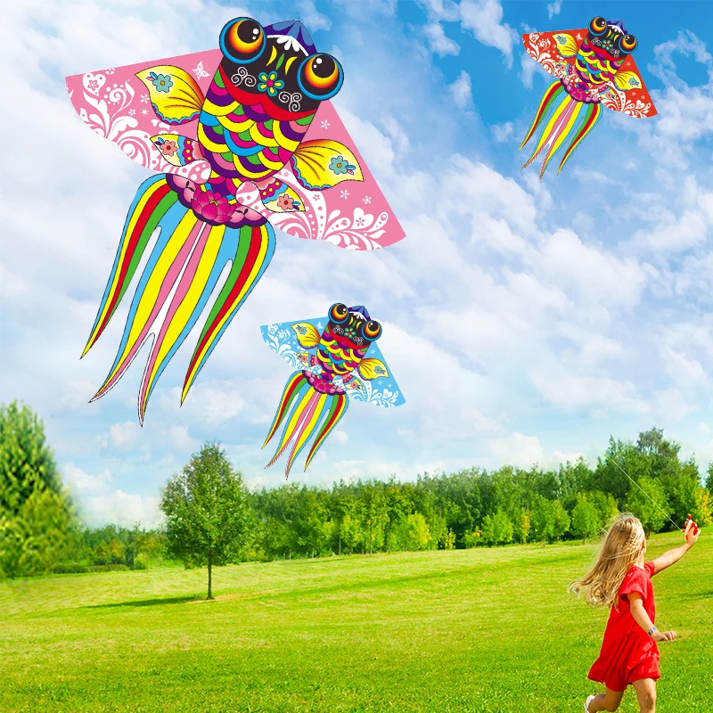 2024新款潍坊风筝儿童微风易飞网红小金鱼手持线轮盘高级大人专用