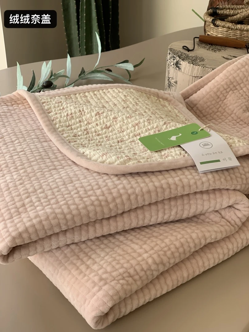 【绒系列】绒+棉 单品床盖~双面可用~高温酵素砂洗更柔软210x220cm