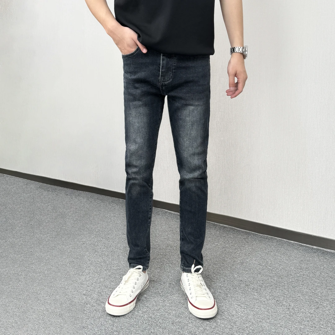男士潮流牛仔裤2025夏季小脚176以上长裤弹力薄款直筒修身韩版裤